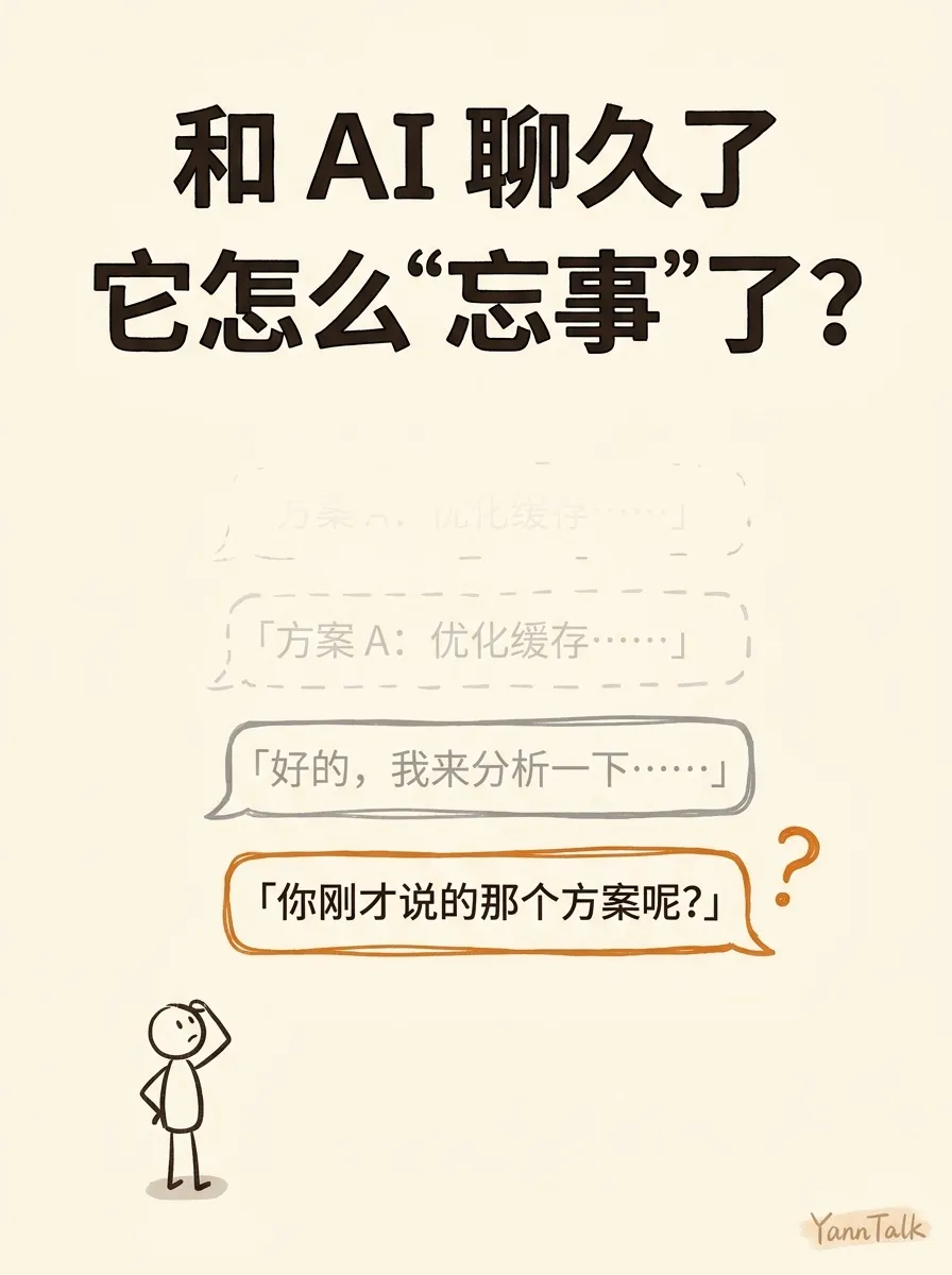 和 AI 聊久了它会忘事？因为它的'桌子'满了